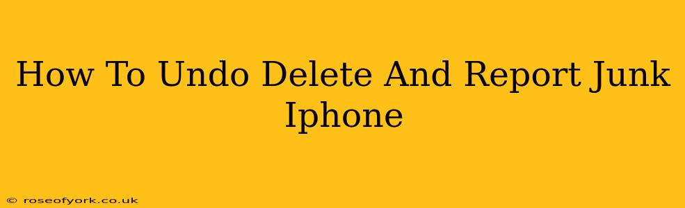 How To Undo Delete And Report Junk Iphone