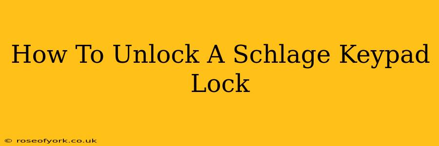 How To Unlock A Schlage Keypad Lock