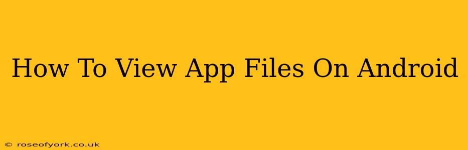 How To View App Files On Android