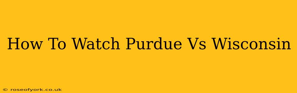 How To Watch Purdue Vs Wisconsin